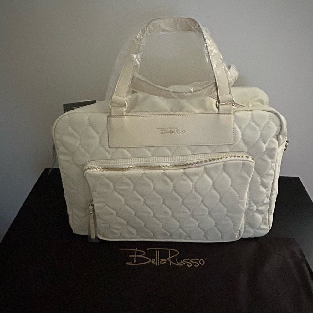 Belle Russo White Quilted Travel Bag